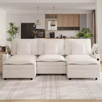 Divano Sezionale Modulare da 108'', Divano a U Sovradimensionato, Divano Moderno in Ciniglia con Seduta Extra Profonda, Divani Convertibili a 6 Posti, Beige