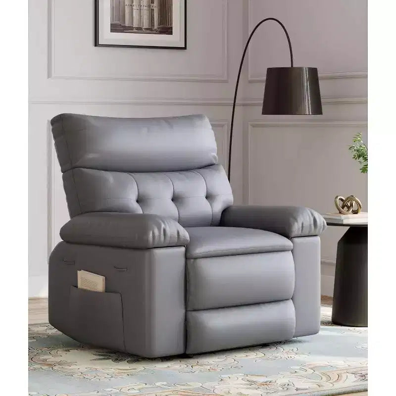 Poltrona reclinabile girevole a dondolo oversize, reclinabile manuale in ecopelle PU con braccioli e schienale confortevoli, divano a seduta singola per soggiorno, camera da letto