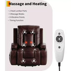 Poltrona Reclinabile Elettrica con Funzione di Sollevamento, Riscaldamento e Massaggio, in Ecopelle PU, per Anziani, Singola, con Portabicchieri