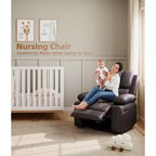 Poltrone Reclinabili Extra Large con Funzione Massaggio e Riscaldamento - Poltrona Reclinabile Girevole a 360° per Adulti - Sedia a Dondolo Manuale con Portabicchieri per Soggiorno