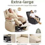 Poltrone Reclinabili Extra Large con Funzione Massaggio e Riscaldamento - Poltrona Reclinabile Girevole a 360° per Adulti - Sedia a Dondolo Manuale con Portabicchieri per Soggiorno