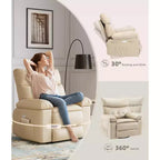 Poltrona reclinabile extra-large e ampia - Recliner a dondolo girevole a 360°, Recliner manuale grande in pelle PU, con imbottitura in spugna 1.5X e meccanismo reclinabile facile