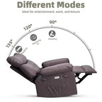 Poltrona Reclinabile Larga Oversize - Calore e Massaggio, Grande Recliner Manuale in Pelle PU per Adulti, con Imbottitura in Spugna 1.5X e Meccanismo di Reclining Facile