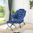Poltrona relax con pouf, poltrona moderna per soggiorno, poltrona da divano, poltrona da lettura con tasca laterale per soggiorno, camera da letto, dormitorio e ufficio