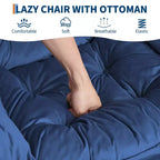 Poltrona relax con pouf, poltrona moderna per soggiorno, poltrona da divano, poltrona da lettura con tasca laterale per soggiorno, camera da letto, dormitorio e ufficio