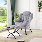 Poltrona relax con pouf, poltrona moderna per soggiorno, poltrona da divano, poltrona da lettura con tasca laterale per soggiorno, camera da letto, dormitorio e ufficio