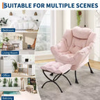 Poltrona relax con pouf, poltrona moderna per soggiorno, poltrona da divano, poltrona da lettura con tasca laterale per soggiorno, camera da letto, dormitorio e ufficio