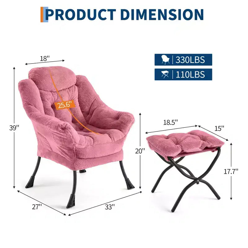 Poltrona relax con pouf, poltrona moderna per soggiorno, poltrona da divano, poltrona da lettura con tasca laterale per soggiorno, camera da letto, dormitorio e ufficio