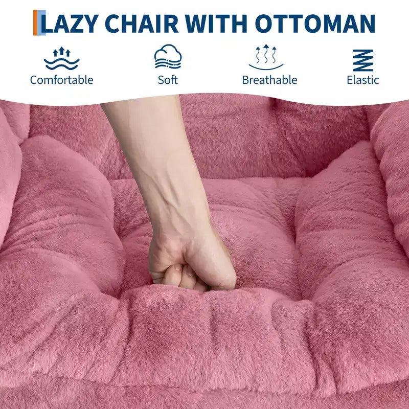 Poltrona relax con pouf, poltrona moderna per soggiorno, poltrona da divano, poltrona da lettura con tasca laterale per soggiorno, camera da letto, dormitorio e ufficio