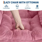 Poltrona relax con pouf, poltrona moderna per soggiorno, poltrona da divano, poltrona da lettura con tasca laterale per soggiorno, camera da letto, dormitorio e ufficio