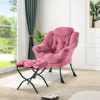 Poltrona relax con pouf, poltrona moderna per soggiorno, poltrona da divano, poltrona da lettura con tasca laterale per soggiorno, camera da letto, dormitorio e ufficio