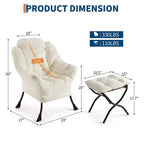 Poltrona relax con pouf, poltrona moderna per soggiorno, poltrona da divano, poltrona da lettura con tasca laterale per soggiorno, camera da letto, dormitorio e ufficio