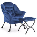Poltrona relax con pouf, poltrona moderna per soggiorno, poltrona da divano, poltrona da lettura con tasca laterale per soggiorno, camera da letto, dormitorio e ufficio