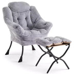Poltrona relax con pouf, poltrona moderna per soggiorno, poltrona da divano, poltrona da lettura con tasca laterale per soggiorno, camera da letto, dormitorio e ufficio
