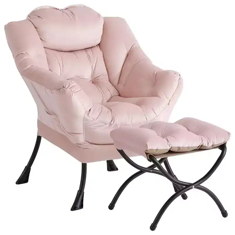 Poltrona relax con pouf, poltrona moderna per soggiorno, poltrona da divano, poltrona da lettura con tasca laterale per soggiorno, camera da letto, dormitorio e ufficio