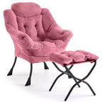 Poltrona relax con pouf, poltrona moderna per soggiorno, poltrona da divano, poltrona da lettura con tasca laterale per soggiorno, camera da letto, dormitorio e ufficio
