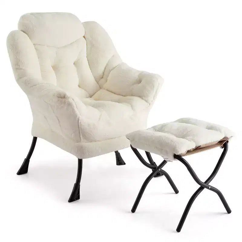 Poltrona relax con pouf, poltrona moderna per soggiorno, poltrona da divano, poltrona da lettura con tasca laterale per soggiorno, camera da letto, dormitorio e ufficio