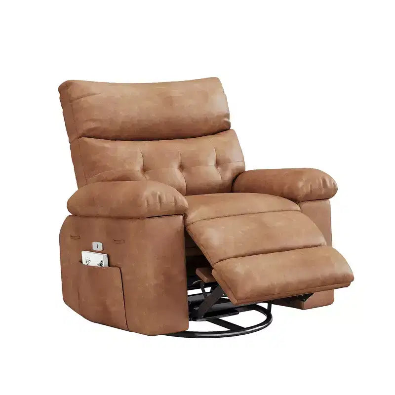 Poltrona Reclinabile Oversize, Poltrona Reclinabile Manuale con Imbottitura in Spugna 1,5X e Tasca Laterale, Sistema di Reclinazione Facile, Poltrona Reclinabile per Adulti in Ecopelle