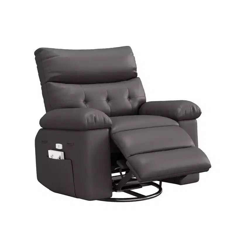 Poltrona Reclinabile Oversize, Poltrona Reclinabile Manuale con Imbottitura in Spugna 1,5X e Tasca Laterale, Sistema di Reclinazione Facile, Poltrona Reclinabile per Adulti in Ecopelle