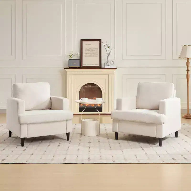 Poltrona d'accento moderna in lino per soggiorno, poltrona per divano con gambe in legno, tessuto da lettura per soggiorno con cuscini, poltrona