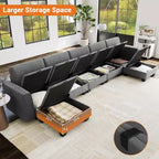 GustoWave Divano componibile letto 140''L, divano letto componibile con 7 posti e contenitore, penisola