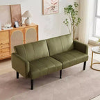 Divano futon convertibile moderno da 75'', divano futon imbottito in legno massello, divano a due posti regolabile in tessuto per soggiorno