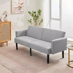 Divano futon convertibile moderno da 75'', divano futon imbottito in legno massello, divano a due posti regolabile in tessuto per soggiorno