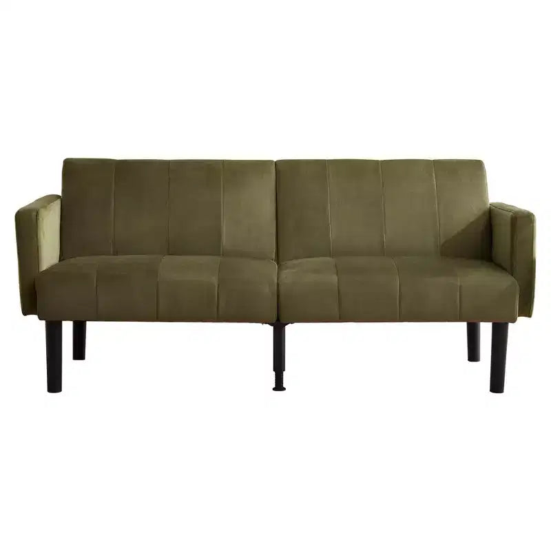 Divano futon convertibile moderno da 75'', divano futon imbottito in legno massello, divano a due posti regolabile in tessuto per soggiorno