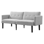 Divano futon convertibile moderno da 75'', divano futon imbottito in legno massello, divano a due posti regolabile in tessuto per soggiorno