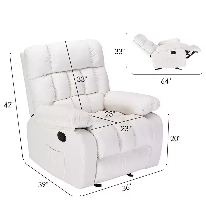 Poltrona Reclinabile Ergonomica MAYEERTY 110-160x, Reclinazione Regolabile, Poggiapiedi, Tasca Laterale, per Soggiorno, Beige
