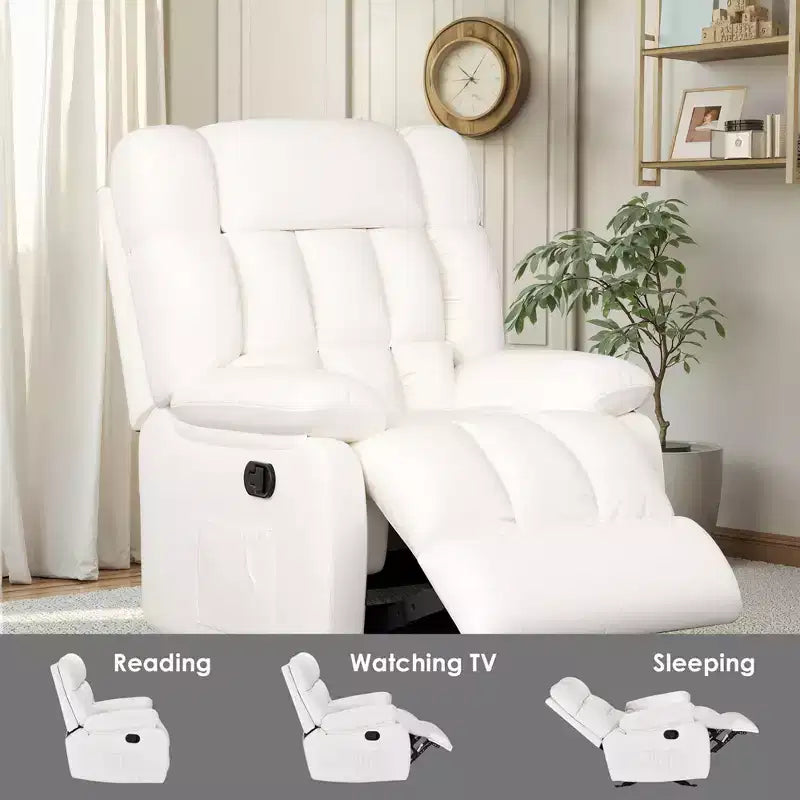 Poltrona Reclinabile Ergonomica MAYEERTY 110-160x, Reclinazione Regolabile, Poggiapiedi, Tasca Laterale, per Soggiorno, Beige