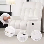 Poltrona Reclinabile Ergonomica MAYEERTY 110-160x, Reclinazione Regolabile, Poggiapiedi, Tasca Laterale, per Soggiorno, Beige