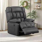 MAYEERTY Ergonomic Recliner Chair 110-160x Adjustable Recline Footrest Side Pocket for Living Room Black