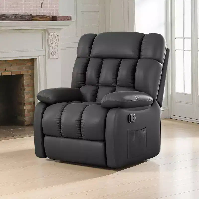 Poltrona reclinabile ergonomica MAYEERTY 110-160x, reclinazione regolabile, poggiapiedi, tasca laterale per soggiorno, nera