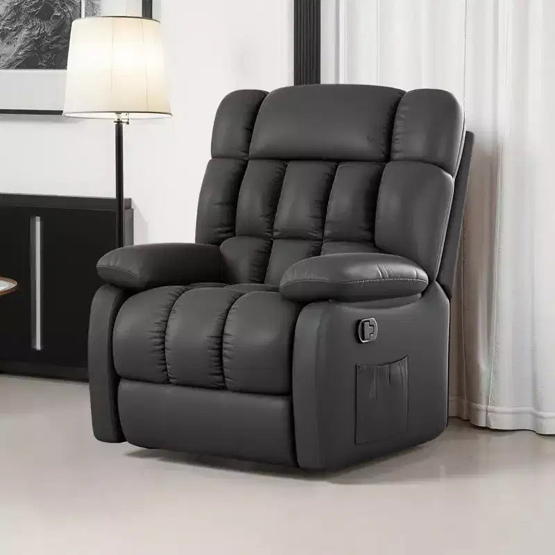 Poltrona reclinabile ergonomica MAYEERTY 110-160x, reclinazione regolabile, poggiapiedi, tasca laterale per soggiorno, nera