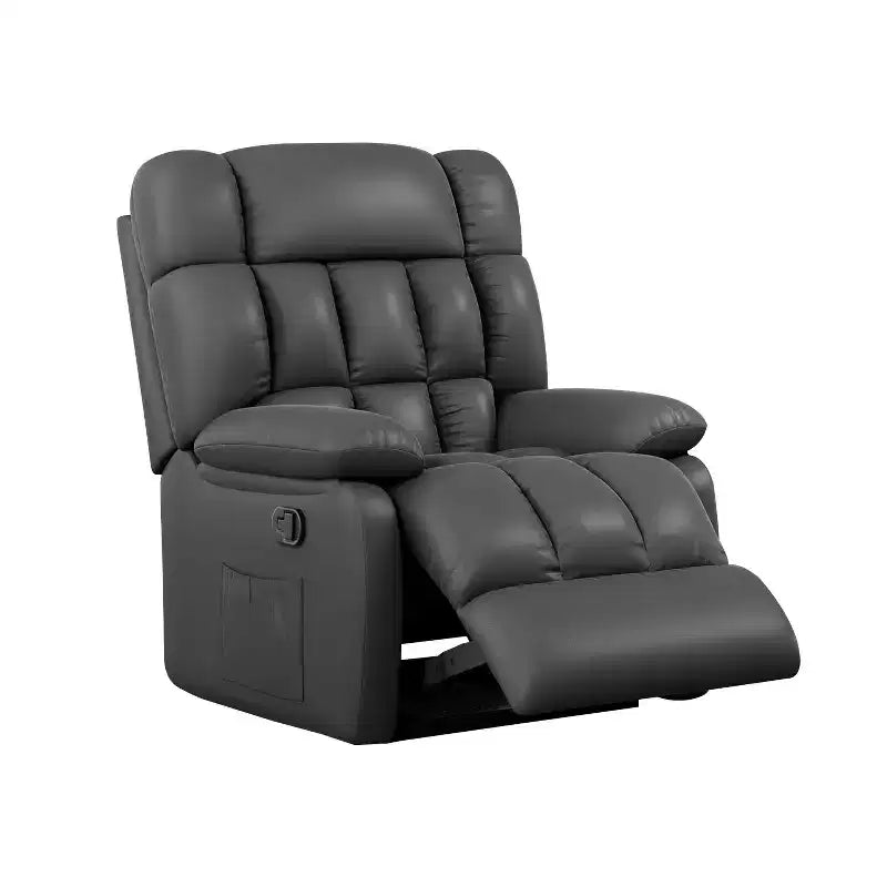Poltrona reclinabile ergonomica MAYEERTY 110-160x, reclinazione regolabile, poggiapiedi, tasca laterale per soggiorno, nera