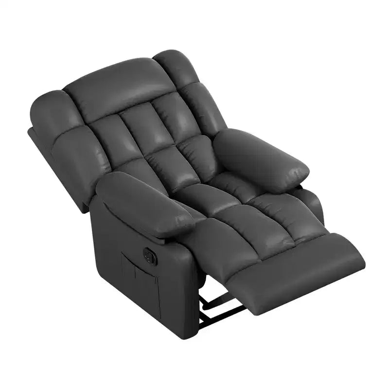 Poltrona reclinabile ergonomica MAYEERTY 110-160x, reclinazione regolabile, poggiapiedi, tasca laterale per soggiorno, nera