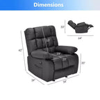 Poltrona reclinabile ergonomica MAYEERTY 110-160x, reclinazione regolabile, poggiapiedi, tasca laterale per soggiorno, nera