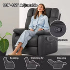 Poltrona reclinabile ergonomica MAYEERTY 110-160x, reclinazione regolabile, poggiapiedi, tasca laterale per soggiorno, nera