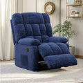 MAYEERTY Ergonomic Recliner Chair 110-161x Adjustable Recline Footrest Side Pocket for Living Room Dark Blue