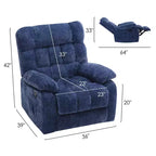 MAYEERTY Poltrona Reclinabile Ergonomica Reclinazione Regolabile 110-161x Poggiapiedi Tasca Laterale per Soggiorno Blu Scuro