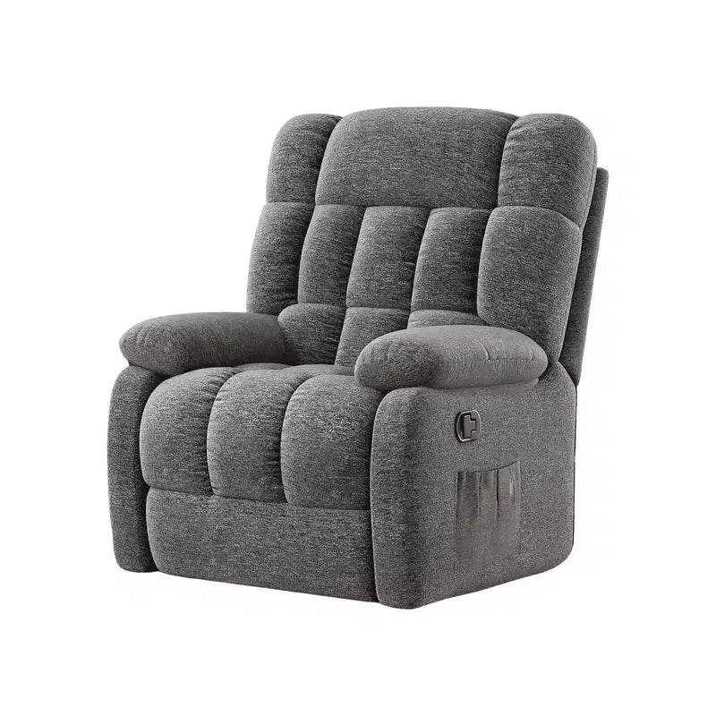 Poltrona reclinabile ergonomica MAYEERTY 110-160x, reclinazione regolabile, poggiapiedi, tasca laterale per soggiorno, grigio