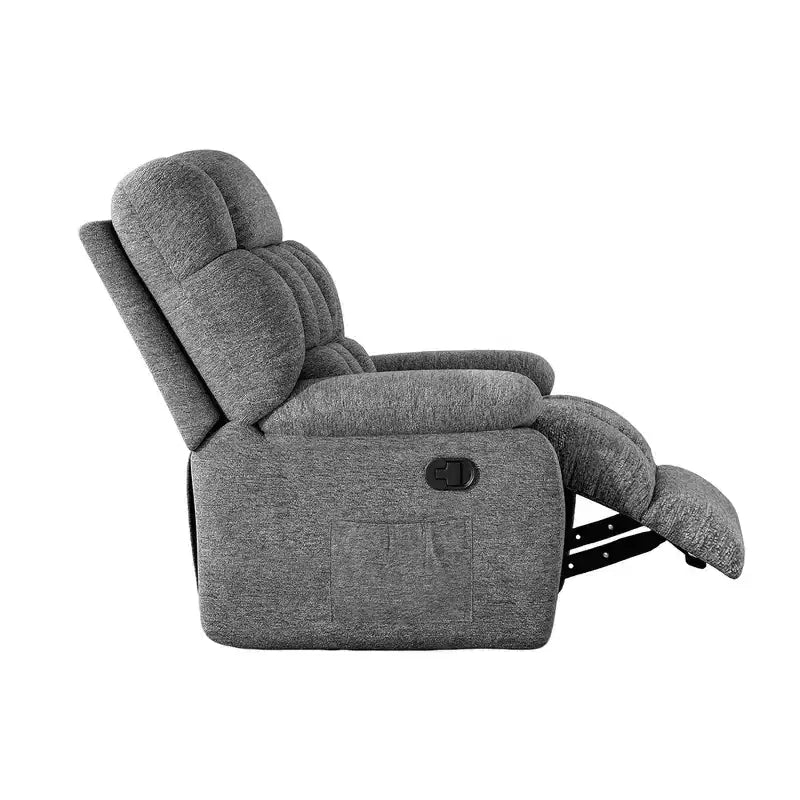 Poltrona reclinabile ergonomica MAYEERTY 110-160x, reclinazione regolabile, poggiapiedi, tasca laterale per soggiorno, grigio