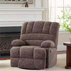 MAYEERTY Brown Oversized Swivel Rocker Recliner Chair For Adults Living Room