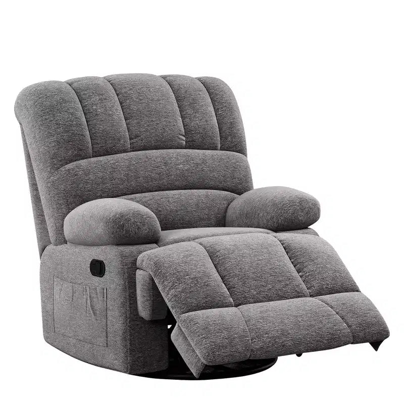Poltrona reclinabile a dondolo girevole oversize MAYEERTY grigio scuro per adulti da soggiorno