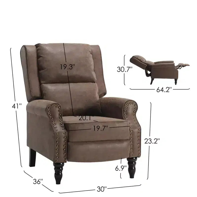 Poltrona reclinabile MAYEERTY Coffee in similpelle con schienale, design ergonomico per soggiorno, camera da letto, camper