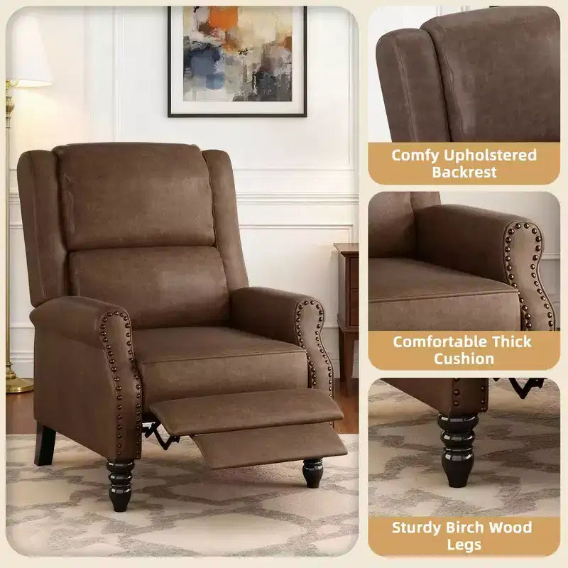 Poltrona reclinabile MAYEERTY Coffee in similpelle con schienale, design ergonomico per soggiorno, camera da letto, camper