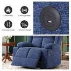 MAYEERTY Poltrona Reclinabile Elettrica Blu con Massaggio, Riscaldamento, Porte USB e Portabicchieri per il Comfort degli Anziani