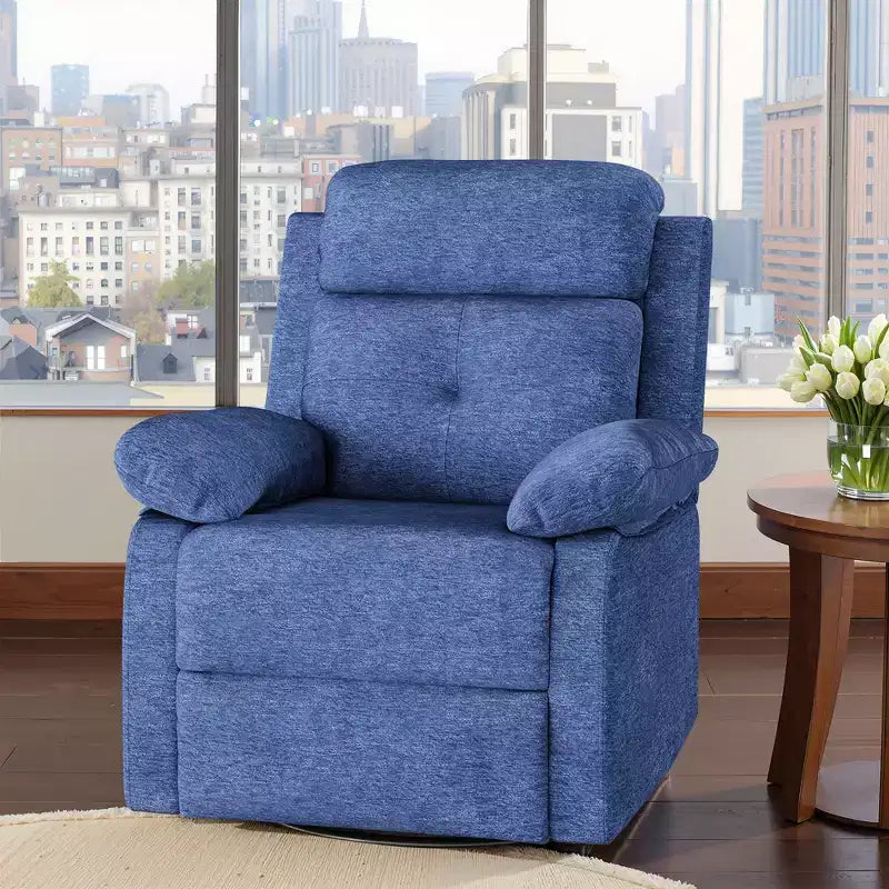 MAYEERTY Poltrona Reclinabile Girevole Basculante Piccola Blu, Design Salvaspazio per Donne, Adatta a Camera da Letto e Soggiorno