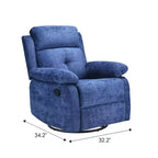 MAYEERTY Poltrona Reclinabile Girevole Basculante Piccola Blu, Design Salvaspazio per Donne, Adatta a Camera da Letto e Soggiorno